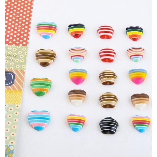 Wholesale 80pcs Flat Back Rainbow Colors Lovely Heart Flower Cabochons Ornament Accessories DIY Jewelry Material Button Patch