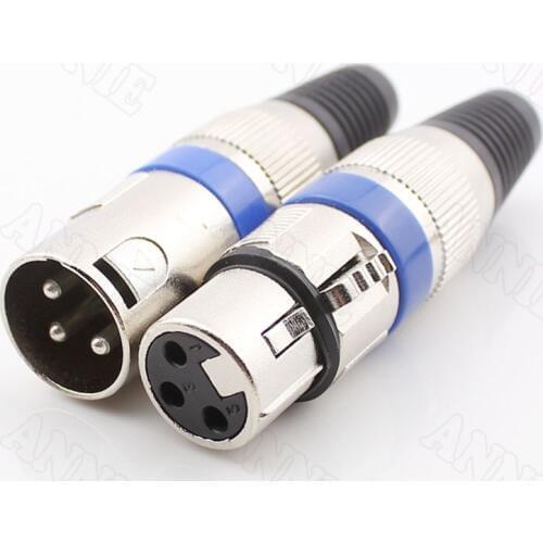 All metal 3-core female / male 3-core blue circle XLR head / connector / microphone plug / 3-core XLR