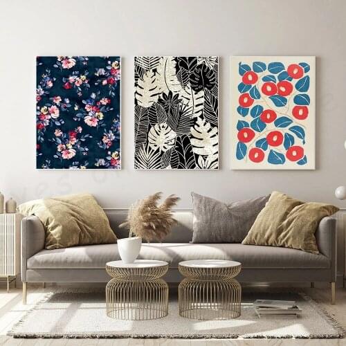Scandinavian Black Flower Poster Nordic Style Wall Art Print on Canvas Modern Painting Living Room Decor Picture