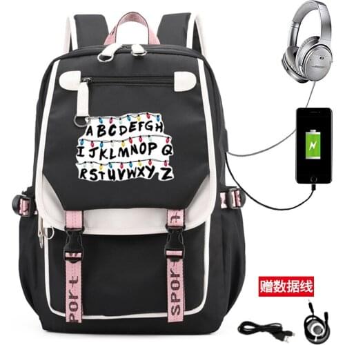 Stranger Things Backpack For Women girls Anti Theft USB Charge Backpack Waterproof Bagpack School Bags Teenage Travel Bag