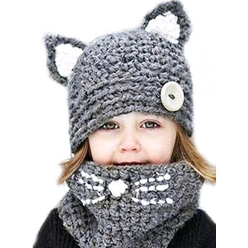 2 Piece/Sets Baby Winter Hats Fashion Warm Children Hat for Baby girl Hat and Scarf Sets Accessories 2-5 Years Soft Baby Caps
