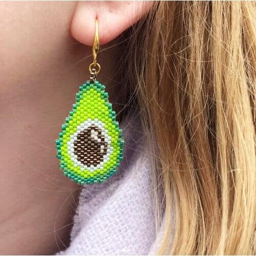 Pretty Bead Miyuki Drop Earrings Ladies Boho Fashion Design Avocado Earring Mujer Jewelry For Women Gift