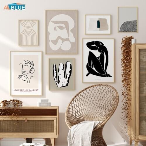 Modern Abstract Art Decorative Painting Silhouette Line Shapes Poster Canvas Print Nordic Style Wall Pictures Home Decor Gallery