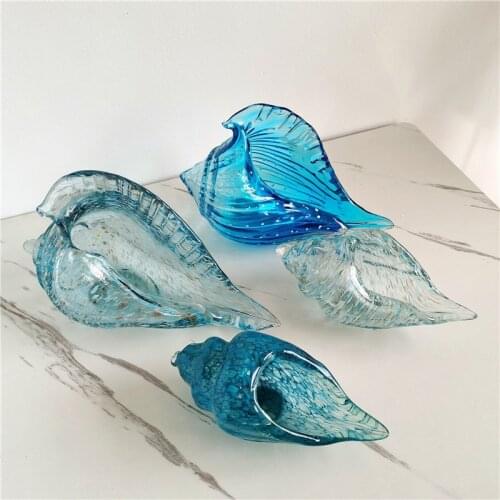 Handmade Glass Ornaments Nordic Blue Large Conch Shape Home Decorations Crystal Ornament Accessories Simplicity Декор Комнаты