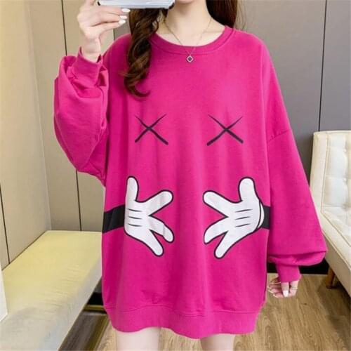 Disney Mickey Mouse Hoodies Sweatshirt Cartoon Tops Spring Autumn Long Sleeve O-neck Pullover Fashion Loose Hooded Women Clothes