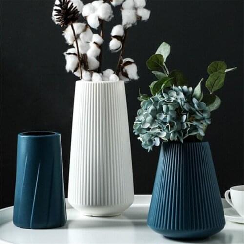Living Room Decoration Ornaments Modern Morandi Plastic Vase Flower Arrangements