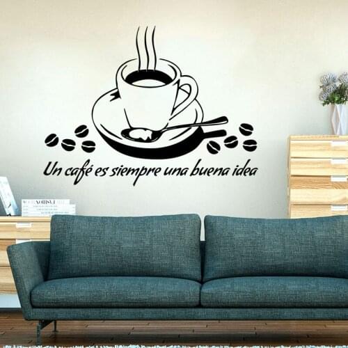 Spanish Coffee Window Wall Decal Dining Room Kitchen A Cafe Is Always A Good Idea Cafe Bar Glass Wall Sticker Vinyl Decor