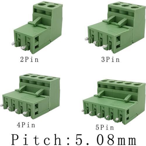 300V 10A 2EDG 5.08mm PCB Screw Terminal Block Connector 2EDG5.08 Plug-Pin Straight Needle Plug Socket Wire Connector 2P 3P 4P 5P