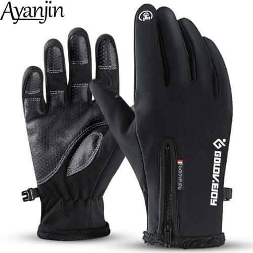 2021 Outdoor Waterproof Gloves Full Finger Zipper Touch Screen Men and Women Windproof and Warm Riding Sports Fleece Ski Gloves