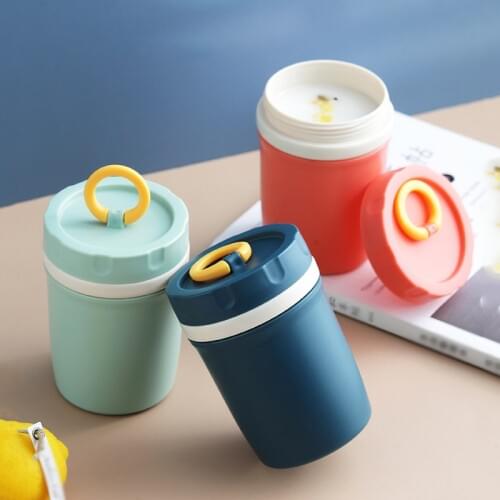 300ML Japanese Plastic Water Bottle Double Layer Soup Milk Cup Microwaveable Thermos Breakfast Containers Cup for Office Workers