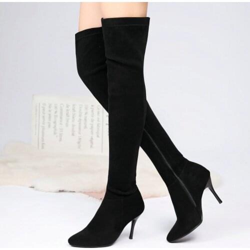 Engage in Stretch Womens Shoes Sexy Stiletto Over the Knee Boots Side Zipper Winter Women High Boots Socks Boots Warm Boots