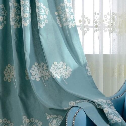 New Pastoral Style Dandelion Printing Curtain Cotton and Linen Curtain Decoration Direct Sales Curtains for Living Room Bedroom