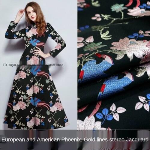 Chinese style phoenix gold wire three-dimensional yarn-dyed jacquard fabric, sewing fabric factory shop is not out of stock