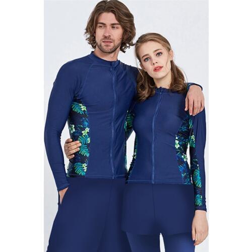 Womens UPF 50+Swim Shirt Leggings Rashguard Long Sleeve Zip Up Navy Blue Full Body Sun Swimwear Swimsuit Surfing Suits 4-piece