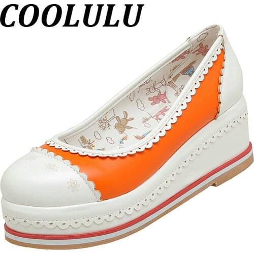 COOLULU Women Wedges Lolita Pumps High Heels Women Fashion Womens Pumps Cute Kawalii Pumps Shoes for Women Shoes Size 32-43