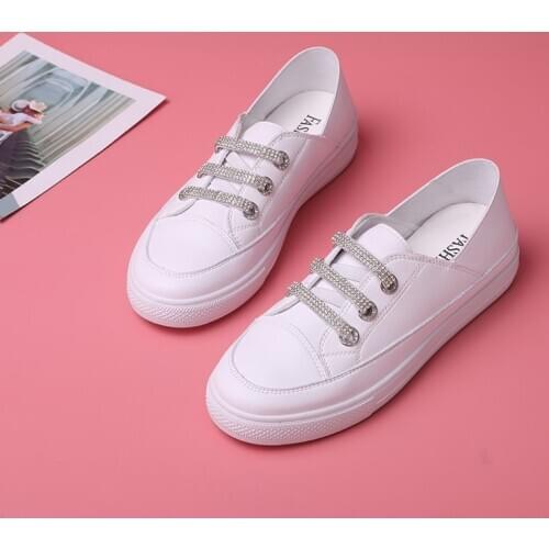 2020 Spring And Autumn Zapatillas Mujer Fashion Casual Comfortable Solid Color Simple Low-top Lace-Up Womens Flat Shoes W33-10