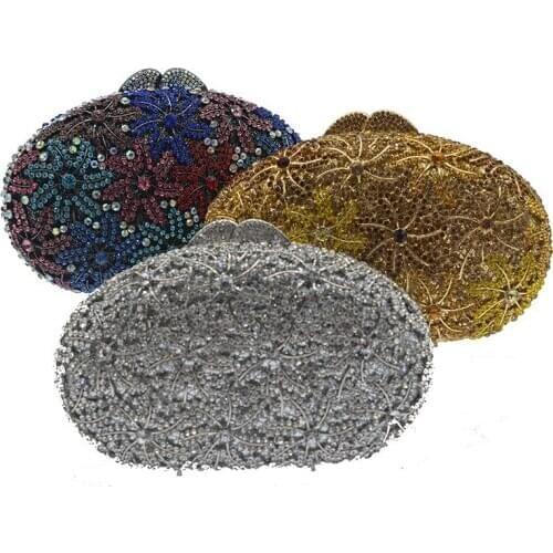 4 Colors Crystal Women Evening Clutch Bags XIYUAN Diamonds Purse Hollow Out Ladies Party Bag Female Gold Metal Clutches Handbag