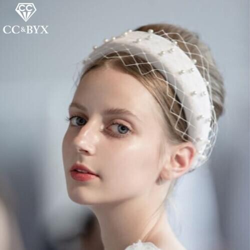 CC Hairband 100% Handmade Hair Veil Wedding Accessories for Women Bridal Hairwear Party Pearl Headwear Fashion Jewelry DIY HP028