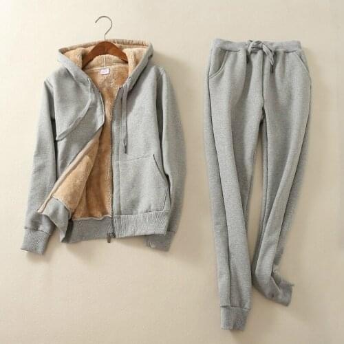 Winter Thick Velvet Fabric Hoodie Sweatshirt Girls Oversized Pants Set Hooded Hoodie Two Piece Set 2 Piece Sets Womens Outfits