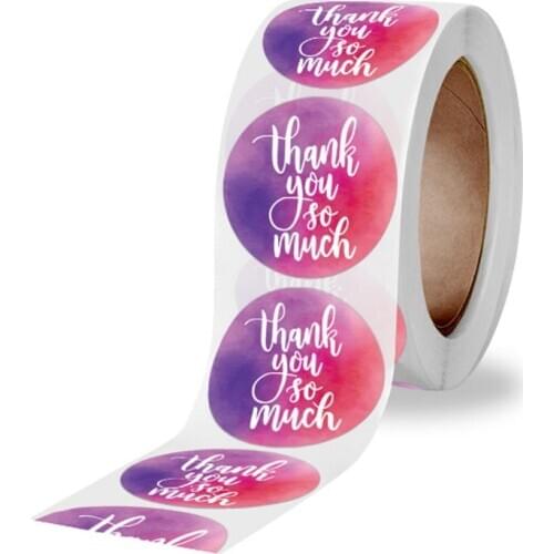 12rolls Colorful gradient Thank You sealing sticker thanks Stickers for Scrapbooking Wedding Pretty Gift Seal Labels Stickers