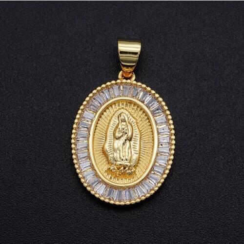 15x25mm CZ Zircon DIY Jewelry Virgin Mary Charm Pendant Wholesale Jewellwery Finding Supplies Jewellery Accessories