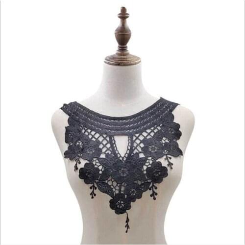2Pcs Lace Collar White Black Beautiful Flower Venice Venise Lace Applique Trim Lace Fabric Sewing Supplies Lace Neckline