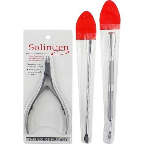 Cutter Nipper Clip Cut Set 3 Pcs Stainless Steel Nail Cuticle Pushers Spoon Nail Scissor Dead Skin Remover Tools For Women