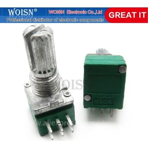 5pcs RK097G 50K single linked potentiometer B50K with a switch audio 6pin shaft 15mm amplifier sealing potentiometer In Stock