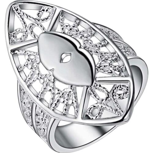 AR197 Free Shipping Wholesale Silver Ring For Ladies Size 6# 7# 8# 9# Silver fashion jewelry unique Carve patterns Rings