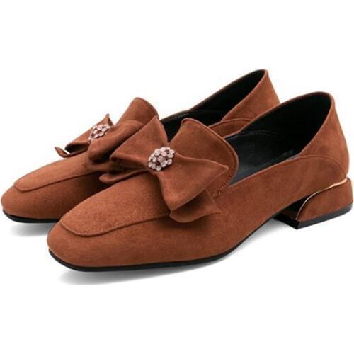 BLXQPYT 2020 Pumps Women Shoes Round Toe Butterfly-Knot Square Heel Casual Shoes Classic Shoes Small and Lage Size 30-45 168-4