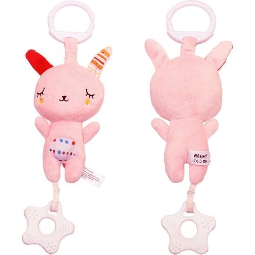 Infant Baby Soft Plush Toy Bed Crib Stroller Hanging Ring Bell Rattle Early Educational Music Box