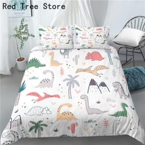 Dinosaur Duvet Cover Bedclothes Cartoon 3D Printed Kids Comforter Bedding Set Decor with Pillowcase Double Single Size Drop Ship