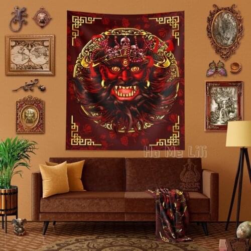 Yama Tapestry Wall Hanging Chinese Demon Wall Art Dreamy Art Home Wall Creative Decoration