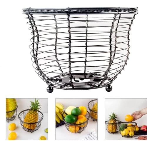 Fruit Basket Container Bowl Metal Wire Basket Kitchen Fruit Vegetable Storage Holder Snack Tray Bowl Dining Table