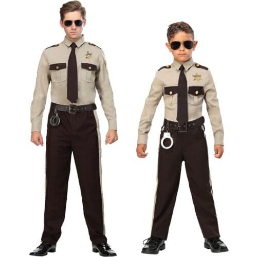 Halloween stage show performance adult male american sheriff police patrol plainclothes cosplay costume