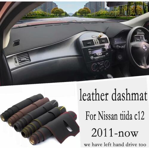 For Nissan Tiida C12 2011 2012 2015 2016 2017 2018 2019 2020 Leather Dashmat Dashboard Cover Pad Dash Mat Carpet Car Styling RHD
