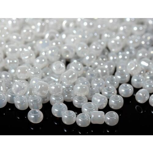 8Seasons Glass Seed Beads Round Rocailles White Pearlized DIY Making Earrings Bracelets Jewelry Gifts About 2mm Dia, 100 Grams