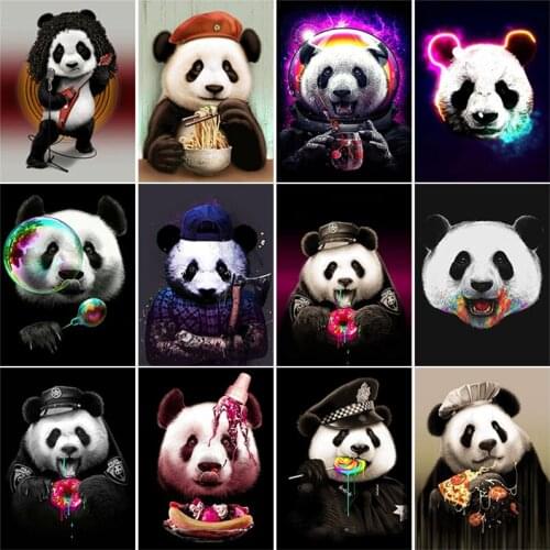 5D DIY Diamond Painting Fashion Panda Full Round Square Drill Cross Stitch Kit Diamond Embroidery Mosaic Home Artwork Decoration