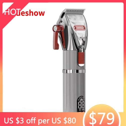 New Professional Electric Hair Clipper Hair Trimmer Titanium Blade Lithium 3000mAh Haircut Machine 7000 SPM T-Outliner Blade