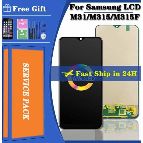 New Original 6.4'' AMOLED For Samsung Galaxy M31 LCD M315 M315F SM-M315F LCD Display Touch Screen Digitizer Assembly+ServicePack