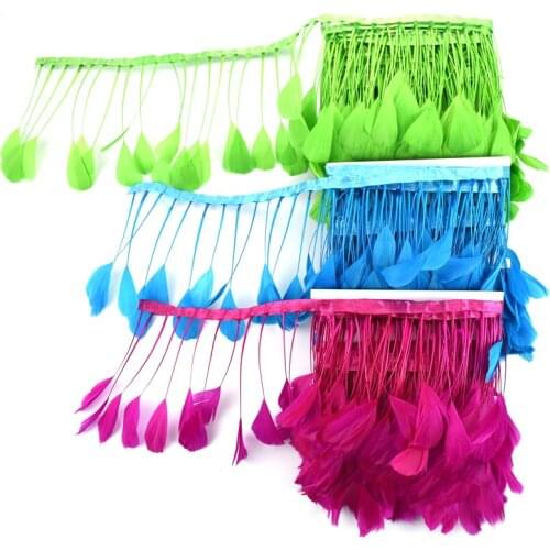 2Meter Goose Feather Trim on Tape Crafts Fringe White Geese Feathers Clothes Sewing Carnival Clothes Decor Accessories Trimmings