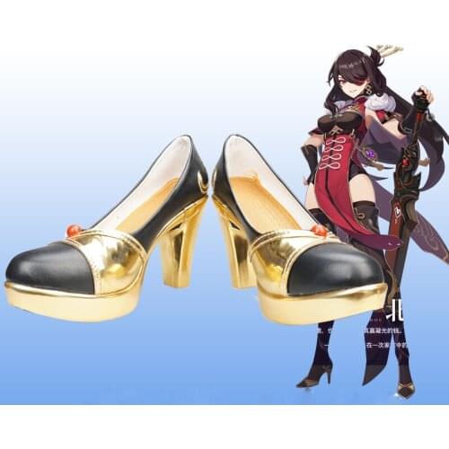 Genshin Impact Cosplay Beidou Wig Removable Bun Brown Long Straight Bangs Heat Resistant Hair Adult Halloween Role Play Shoes