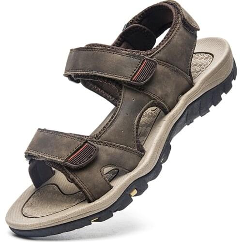 Mens Sandals Genuine Leather Summer Classic Outdoor Beach New 2021 Breathable Non Slip Sandalias Hombre Dropshipping