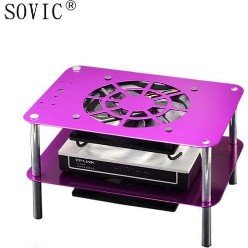 WIFI router broadband cat network set-top TV box Cooler Cooling DC 5V USB Fan 120 double rack organizer metal shelf support