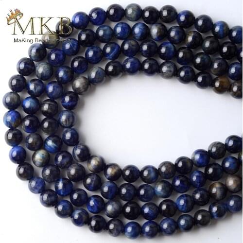 Tiger Eye Stone Natural Stone Lapis Blue Round Beads Space Loose Beads For Jewelry Making 6/8/10mm Diy Bracelet 15“ Wholesale