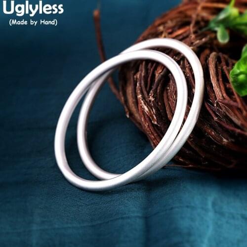 Uglyless Real 999 Pure Silver 62MM Inner Diameter Big Size Blank Bangles for Women Antioxidant Matte Bangle 4MM Thickness Bijoux