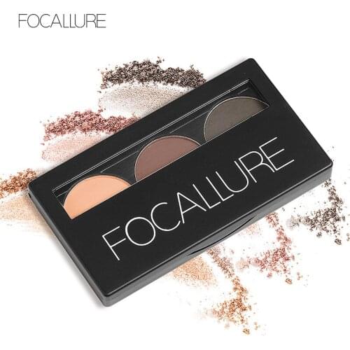 3 Color Waterproof Eye Shadow Eyebrow Powder Make Up Palette Women Beauty Cosmetic Eye Brow Makeup Kit Set by Focallure