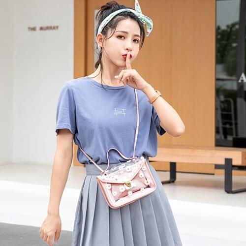 Female Bag Transparent Pattern Ladies Print Coin Purse Large Capacity One-Shoulder Jelly Small Square Bag Color Block Tote Bag