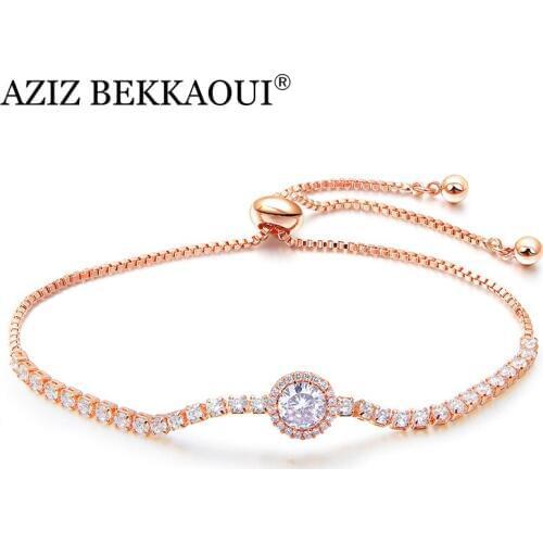 AZIZ BEKKAOUI Elegant Roman Style Bracelet Crystal Charm Bracelets & Bangles Rose Gold/Silver Color Women Bracelet Jewelry Gift