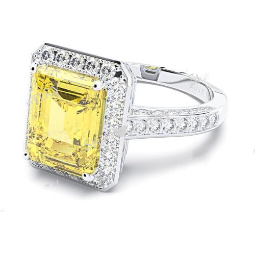 Noble New Fashion 100% Sterling Silver Women Wedding Ring Fashion Yellow Crystal S925 Female Engagement Rings